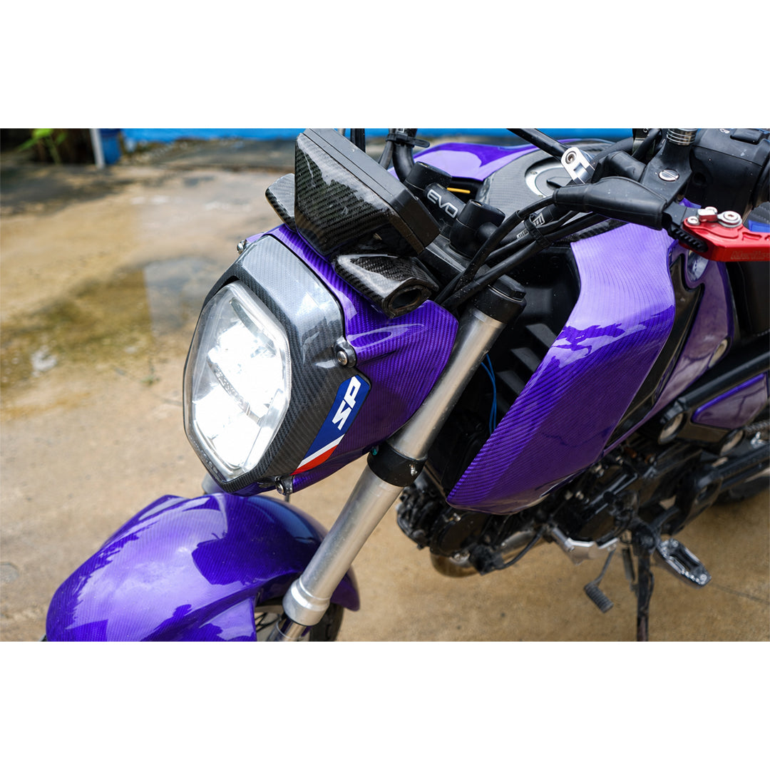Set Of 7 Piece Frame Body Cover Side Upper Panel Purple Carbon Fiber For Honda Grom 2021-2024