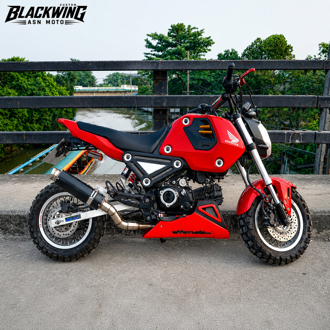 Belly Panel Fairing Frame Guard Cover Trim Red + Logo For Honda Grom 125 2021 - 2026