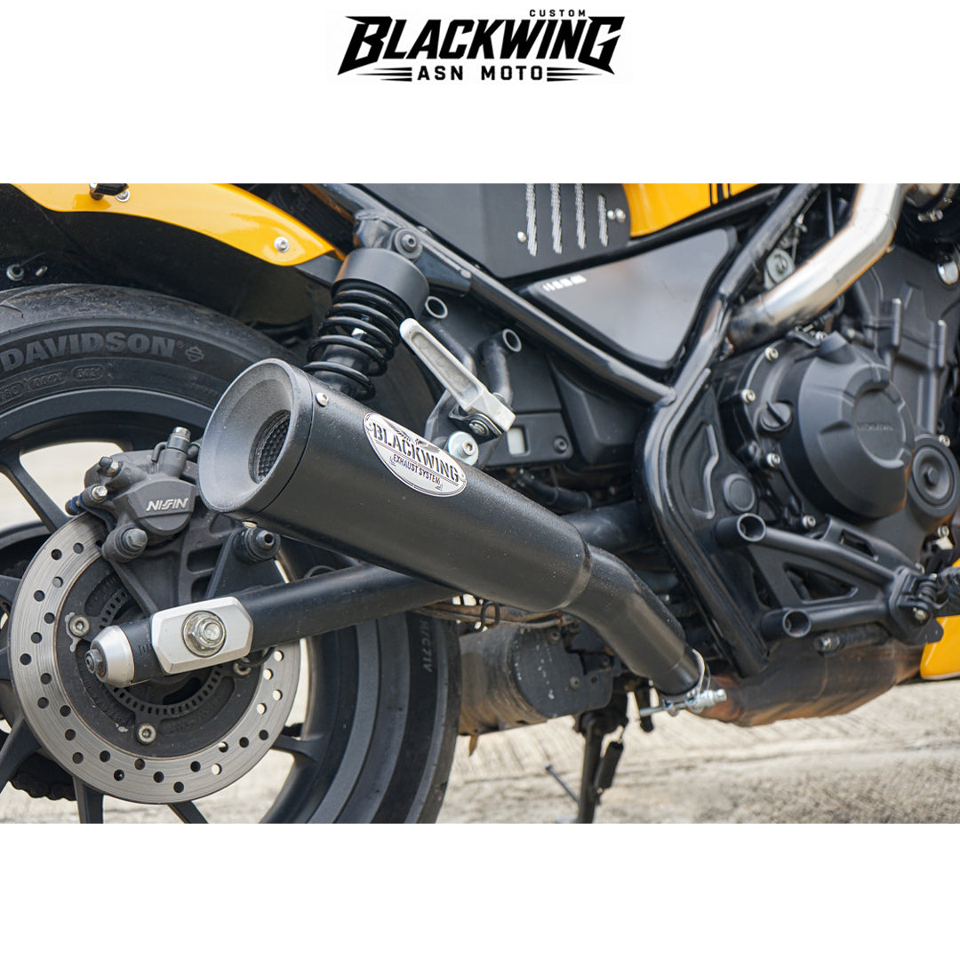 Black Slip-On Exhaust System Muffler Pipe Honda Rebel 300 500 2017-2025
