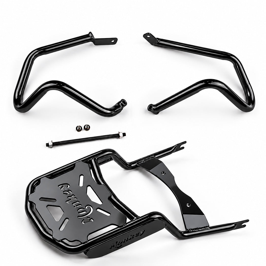Crash Bar Engine Guard & Rear Luggage Rack Kit Honda Monkey 125 2018-2026 Black