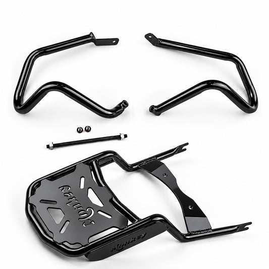 Crash Bar Engine Guard & Rear Luggage Rack Kit Honda Monkey 125 2018-2026 Black