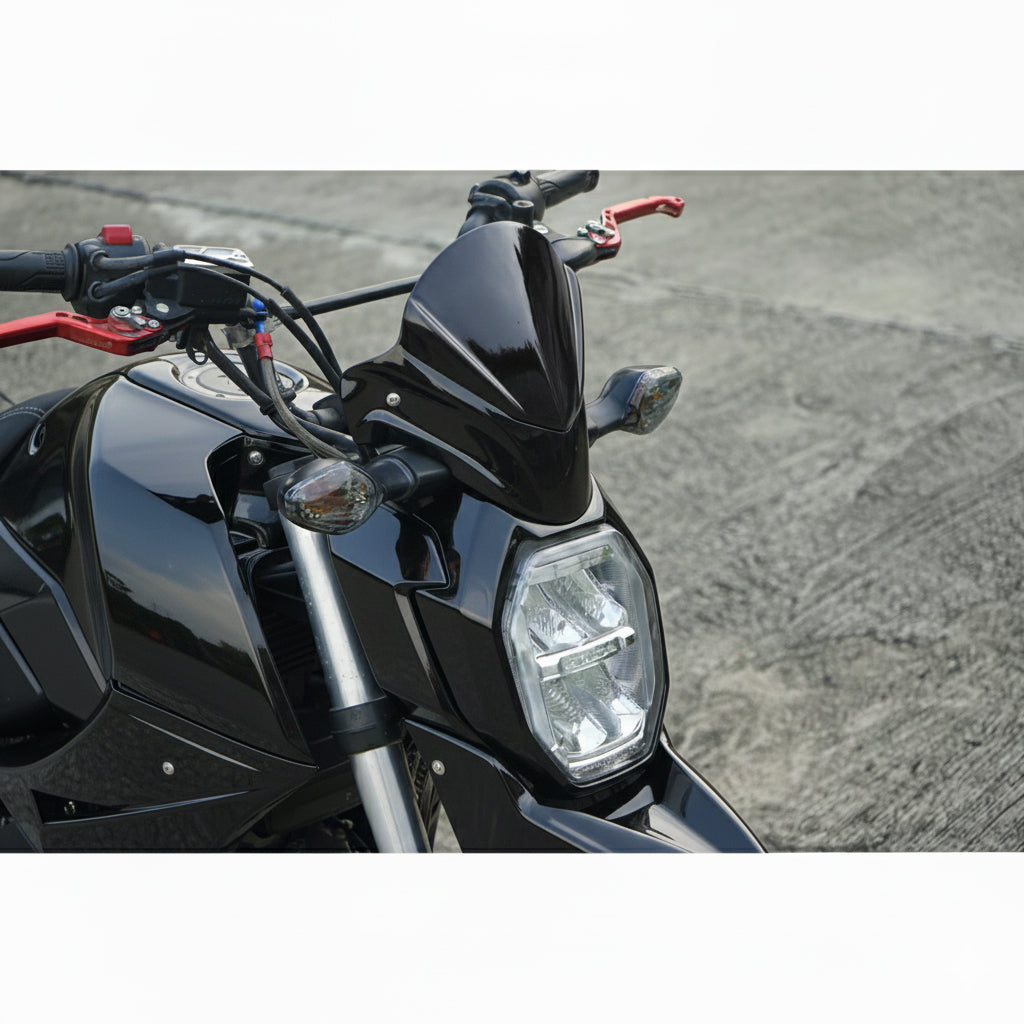 FRONT WINDSHIELD WINDSCREEN BLACKWING V.1 GLOSS BLACK FOR HONDA GROM MSX 125 2013 - 2015