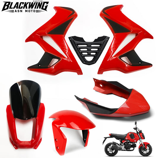 Set 4 Front Fender / Headlight Cover / Rear Cover / Side Fairing Red For Honda Grom 125 2021 - 2024