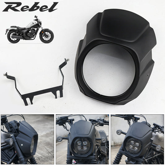 Black Front Windshield Headlight Cover for Honda Rebel CMX 300 2020-2025