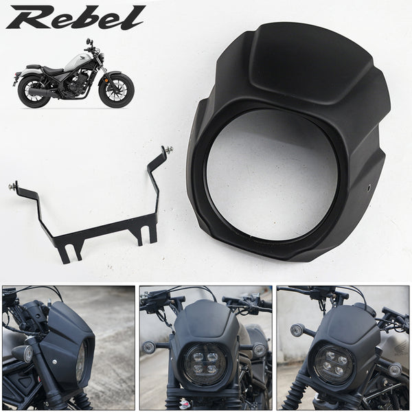 Black Front Windshield Headlight Cover for Honda Rebel CMX 300 2020-2025
