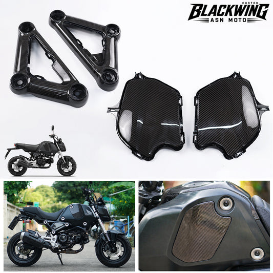 Set Of 4 Piece Frame Body Cover Side Upper Panel Carbon Fiber For Honda Grom 2021-2024