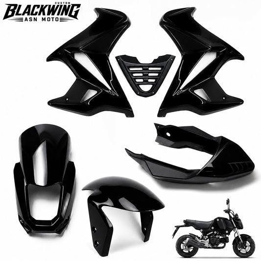Set 4 Front Fender / Headlight Cover / Rear Cover / Side Fairing Black For Honda Grom 125 2021 - 2024