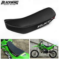 Black Replacement Seat Pad Stitch Logo White Fit For Kawasaki KLX110L 2002-2026