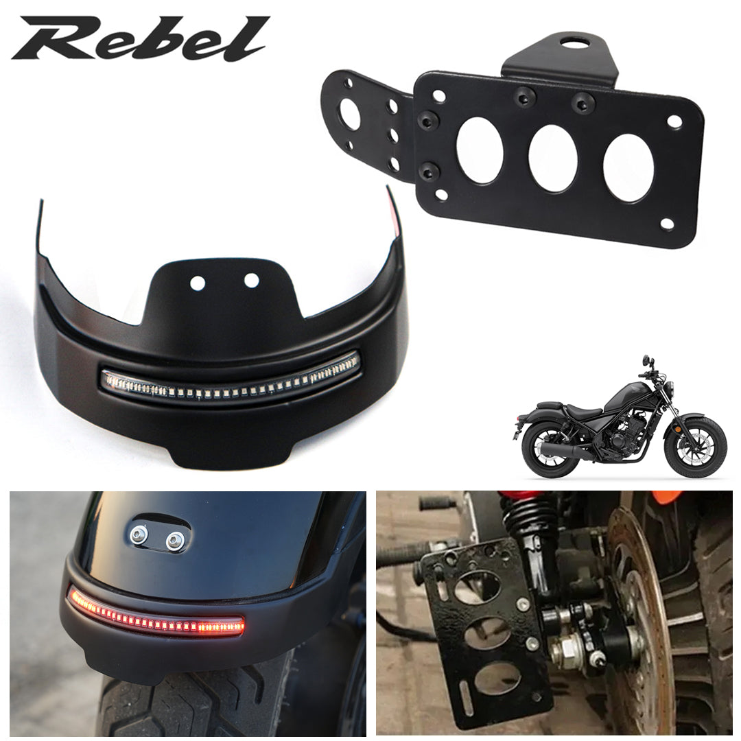 REAR TIDY FENDER ELIMINATOR LED + LICENSE PLATE FOR HONDA CMX REBEL 300&500 2017-2026
