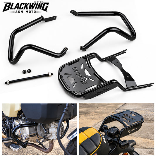 Crash Bar Engine Guard & Rear Luggage Rack Kit Honda Monkey 125 2018-2026 Black