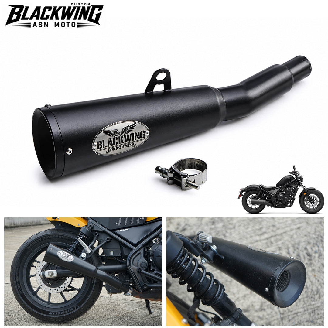 Black Slip-On Exhaust System Muffler Pipe Honda Rebel 300 500 2017-2025