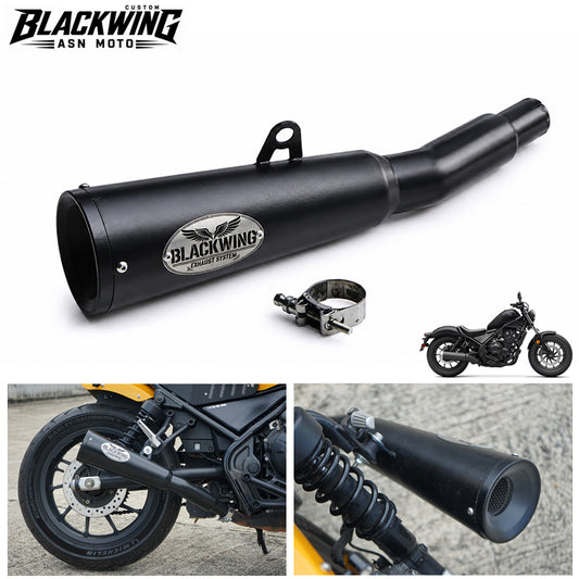 Black Slip-On Exhaust System Muffler Pipe Honda Rebel 300 500 2017-2025