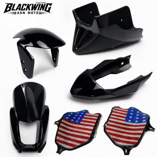 Set 5 Front Fender / Headlight Cover / Rear Cover / Side Frame / Under Fairing Black For Honda Grom 125 2021 - 2024