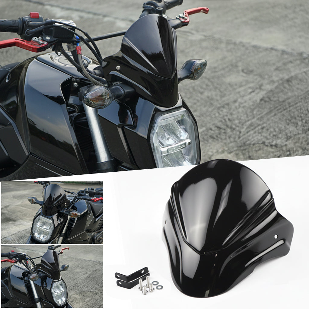 FRONT WINDSHIELD WINDSCREEN V.1 GLOSS BLACK FOR HONDA GROM 125 2021-2024