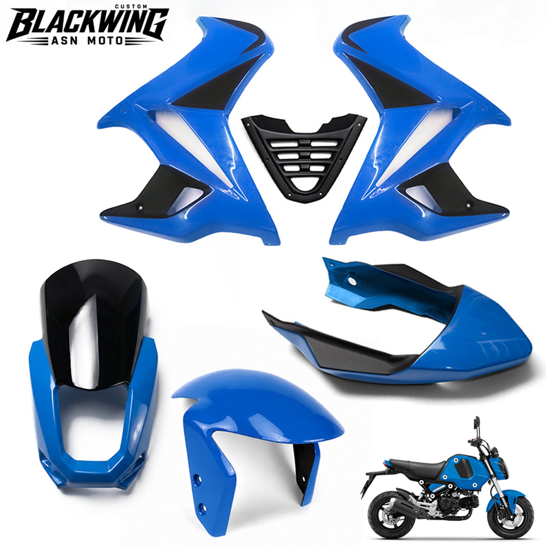 Set 4 Front Fender / Headlight Cover / Rear Cover / Side Fairing Blue For Honda Grom 125 2021 - 2024