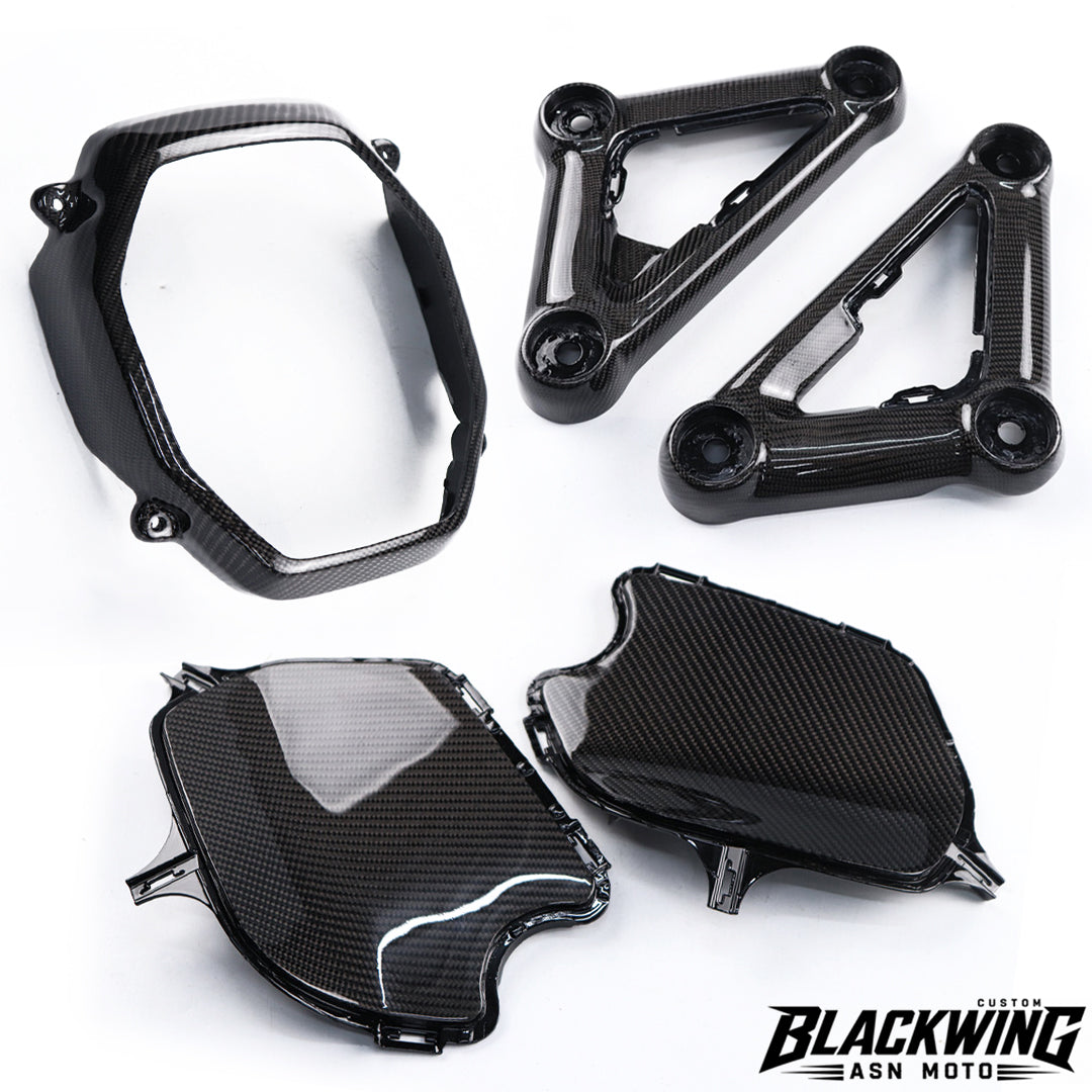Set Of 5 Piece Frame Body Cover Side Upper Panel Carbon Fiber For Honda Grom 2021-2024