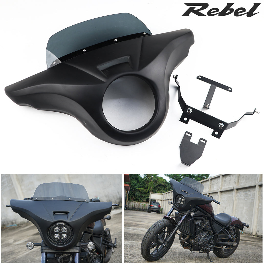Front Batwing Fairing Windshield Matte Black Honda Rebel 1100 CMX (2021-2024)