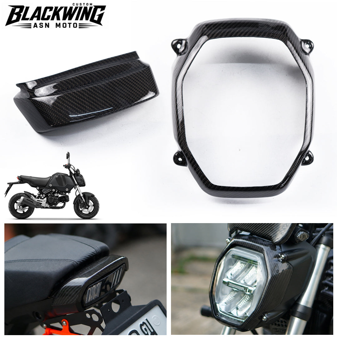 Set Of 2 Piece Frame Body Cover Side Upper Panel Carbon Fiber For Honda Grom 2021-2024