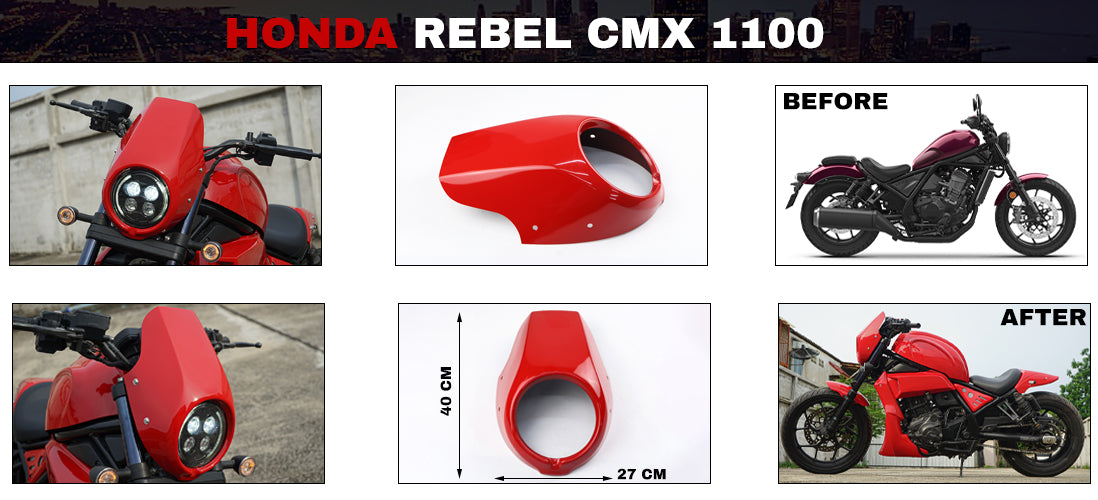 HEADLIGHT COVER MASK WINDSCREEN RED FOR HONDA REBEL CMX 1100 2021-2025