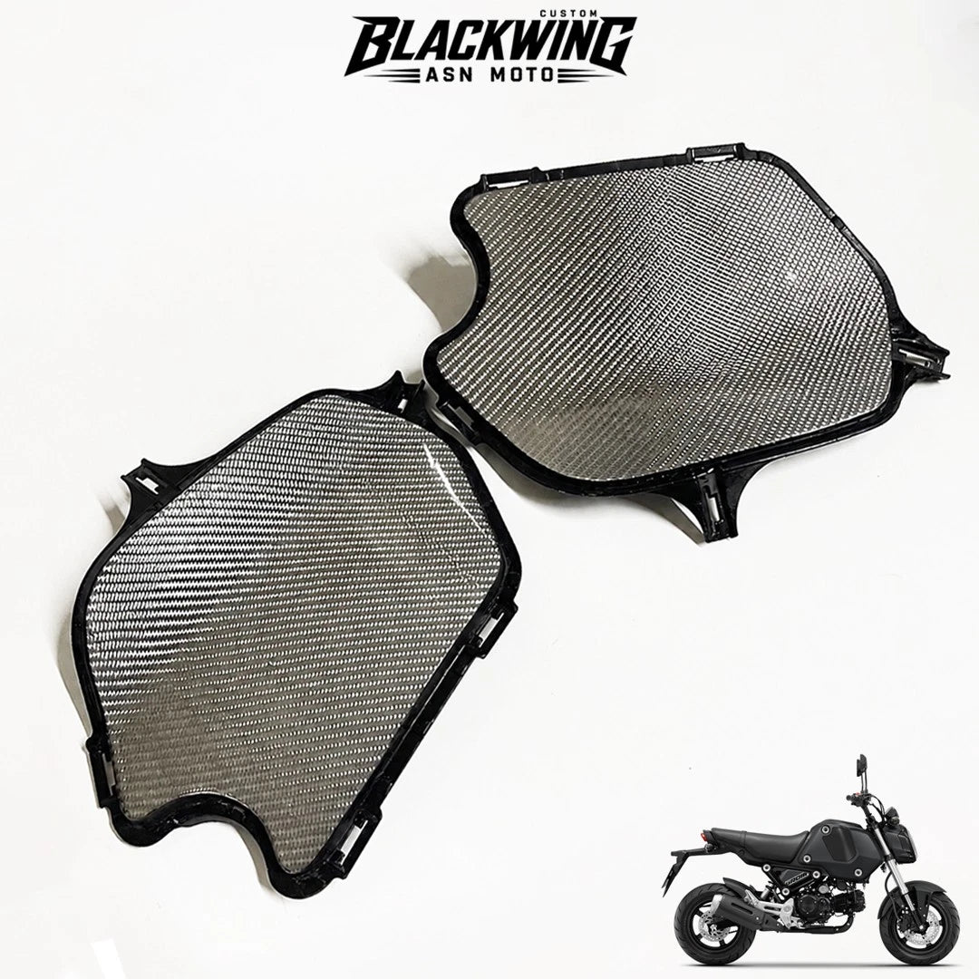 Frame Body R+L Cover Side Upper Panel Carbon Fiber White For Honda Grom 2021-2024