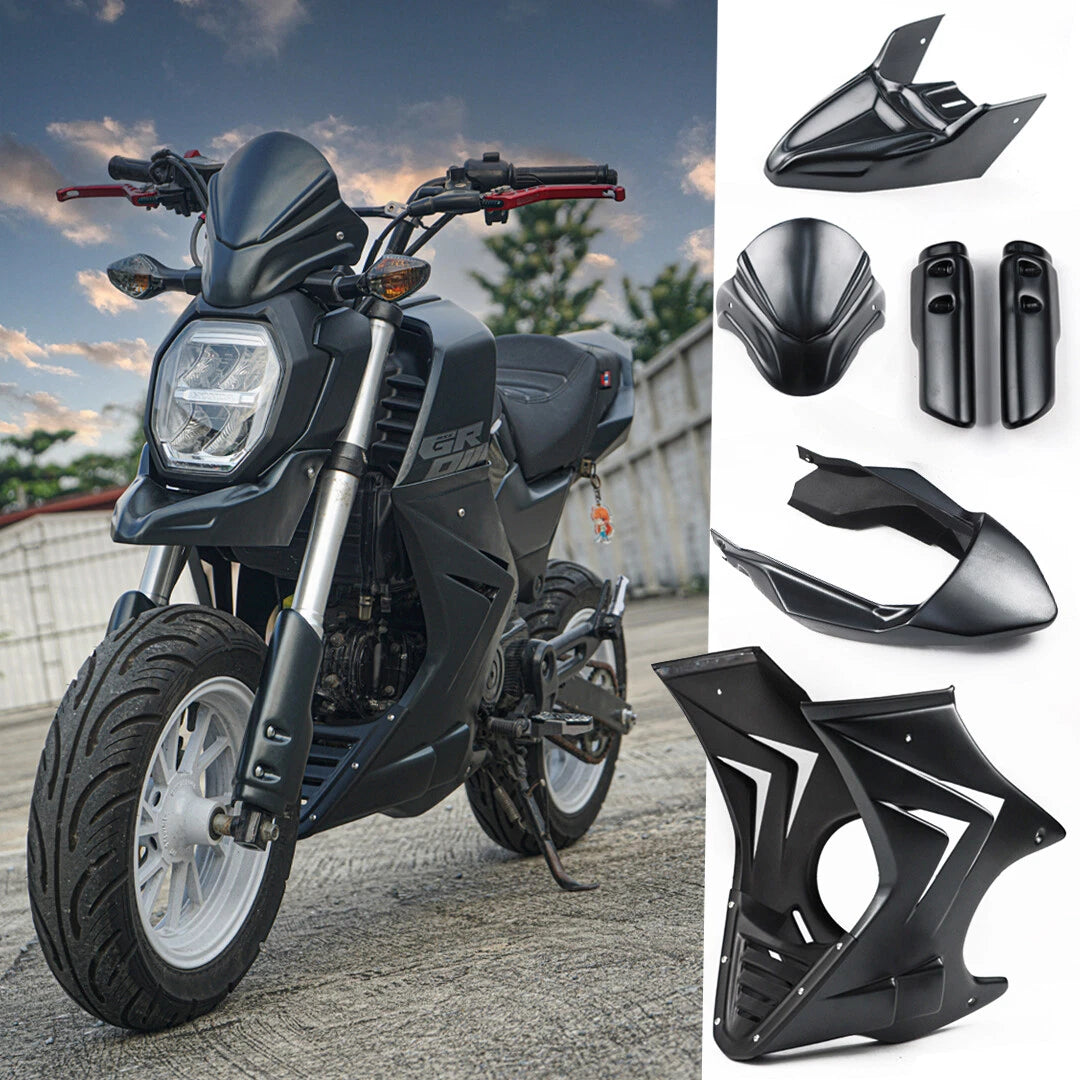 Set 5 Guard Shock / Motard Fender / Windshield / Rear Cover / Side Fairing Black For Honda Grom 125 2025 - 2026