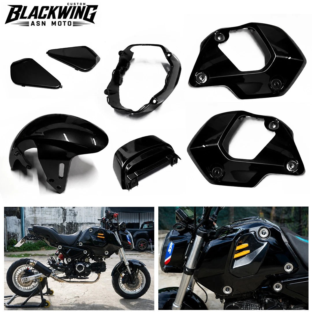 Black 7Pc Body Pastel Panels Frame Body For Honda Grom 125 2021-2024