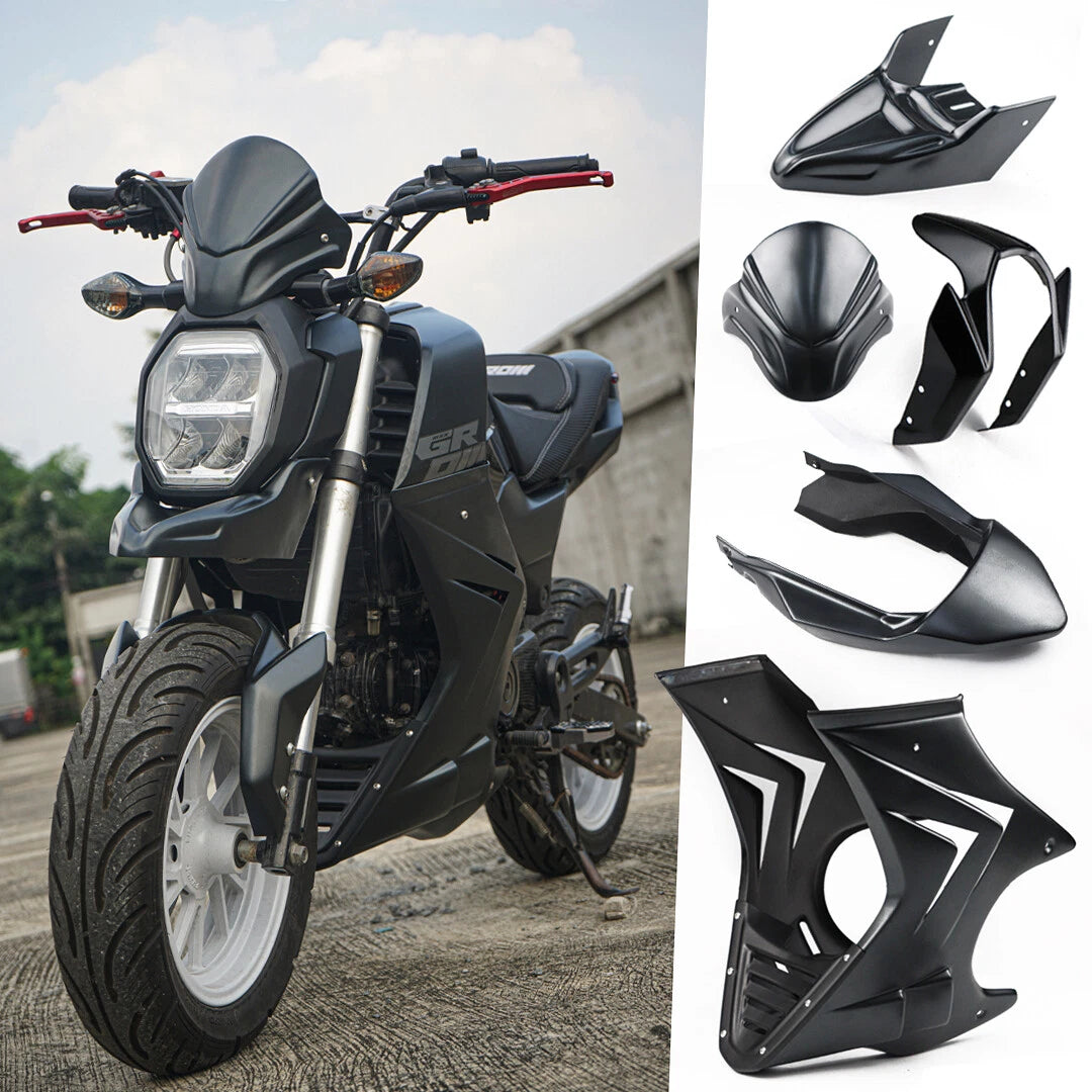 Set 5 Front Fender / Motard Fender / Windshield / Rear Cover / Side Fairing Black For Honda Grom 125 2025 - 2026