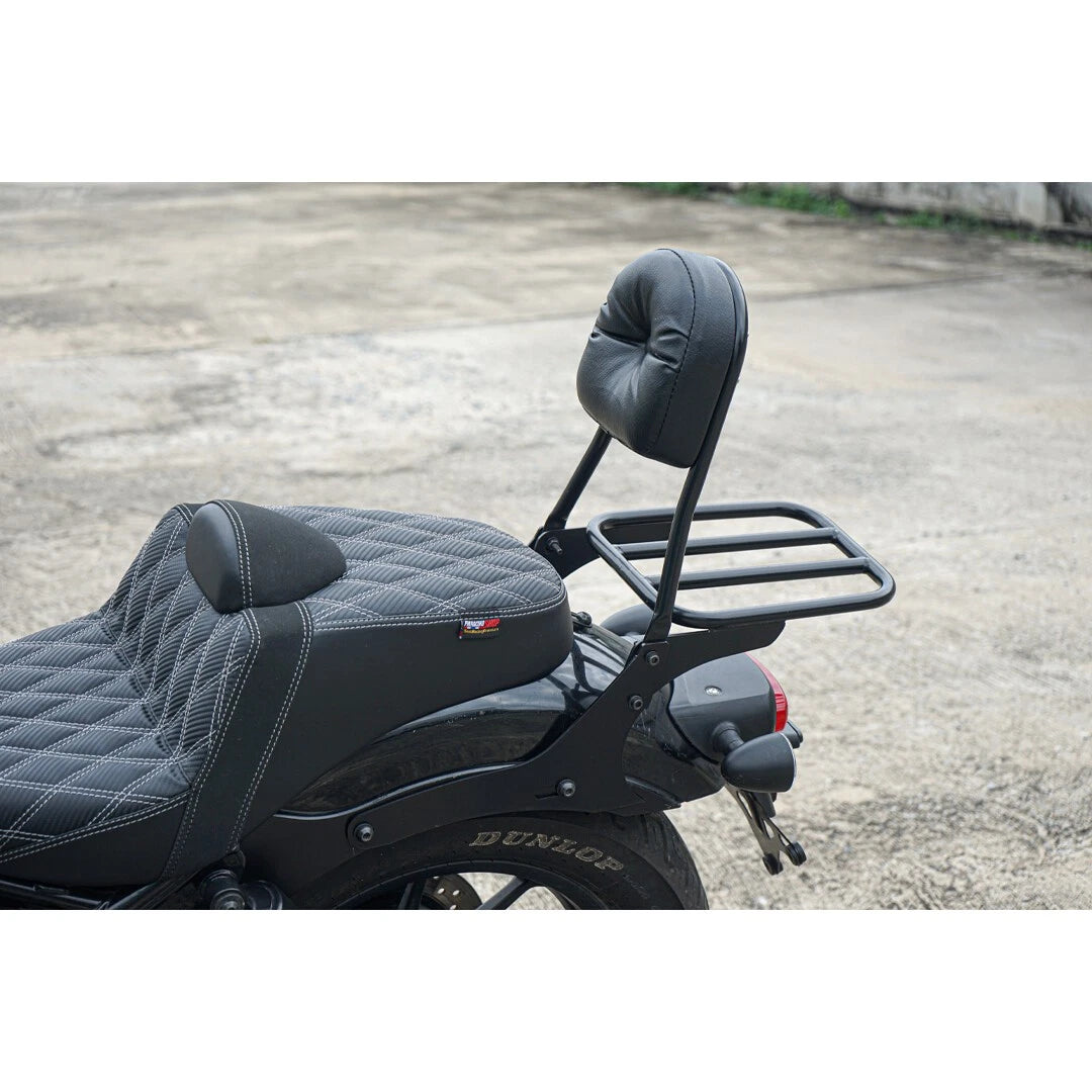 พนักพิง Sissy Bar พร้อมแผ่นรองสัมภาระและที่รองรับแร็คสำหรับ Honda Rebel 1100 (ปี 2021-2026)