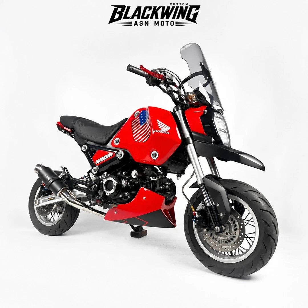 2Pc Front Fender Motard Mud Guard Fairing Black For Honda Grom 125 2021 - 2026