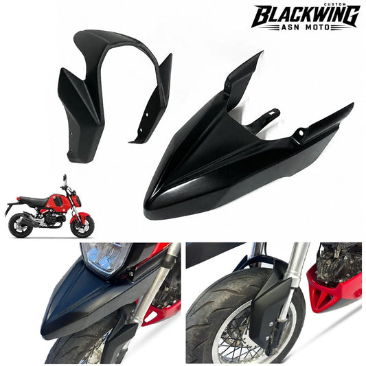 2Pc Front Fender Motard Mud Guard Fairing Black For Honda Grom 125 2021 - 2026