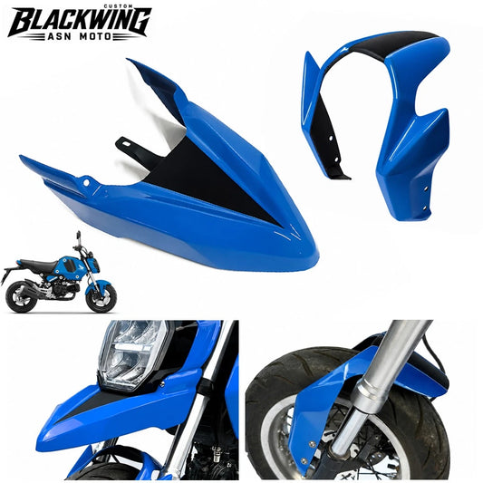 2Pc Front Fender Motard Mud Guard Fairing Blue For Honda Grom 125 2021 - 2026